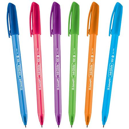 Ручка шариковая Luxor "InkGlide 100 Icy" синяя, 0,7мм, трехгран., корпус ассорти 