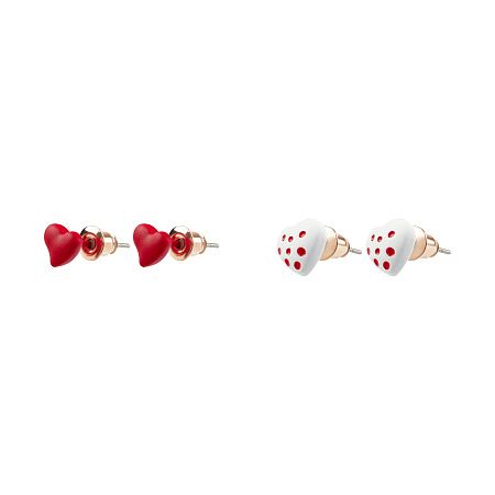 Серьги MESHU "Hearts", бижутерия, 2 пары, европодвес