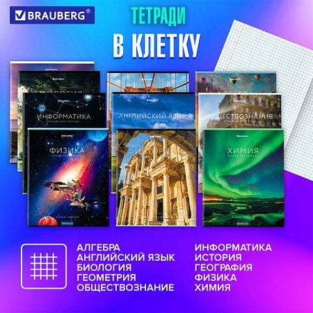 Тетради предметные, КОМПЛЕКТ 12 ПРЕДМЕТОВ, КЛАССИКА NEW, 48 л., обложка картон, BRAUBERG, 404322