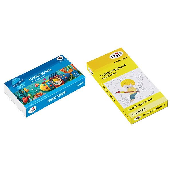Пластилин Гамма "Юный художник" NEW, 06 цветов, 84г, со стеком, картон. упаковка