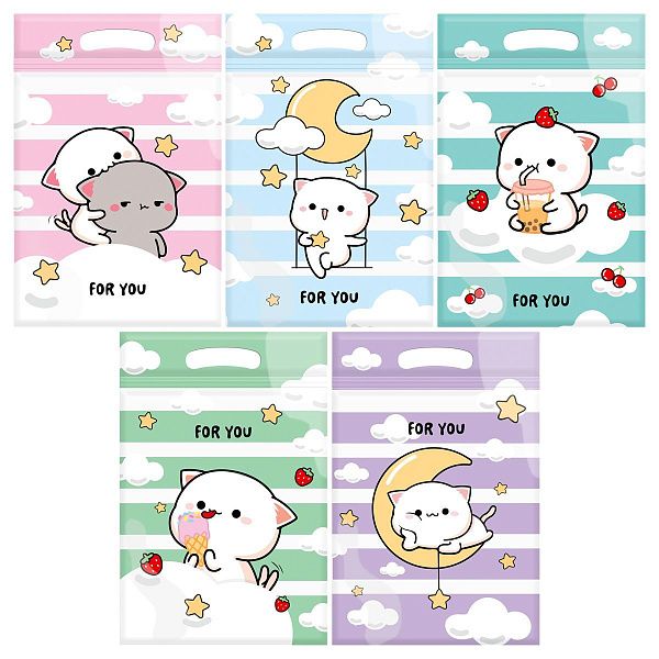 Набор подарочных пакетов 15*22 см, зип-лок, MESHU "Cloud cat", 35шт.