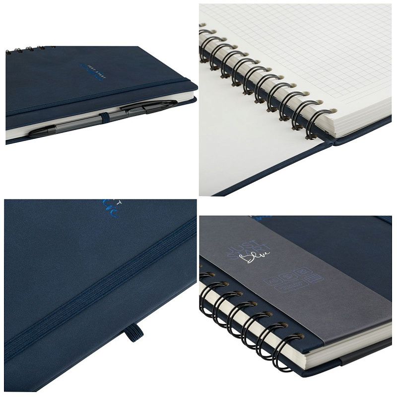 Записная книжка А5 96л., кожзам, на гребне, Greenwich Line "Just start. Blue", твердая обложка, тиснение фольгой, с петлей для ручки