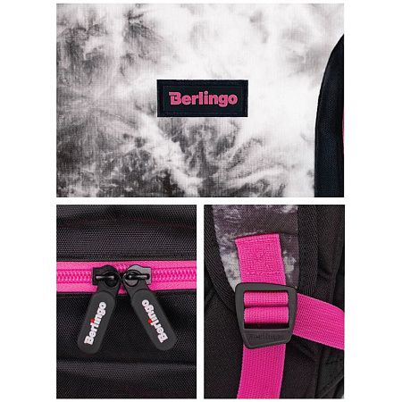 Рюкзак Berlingo Boom "Black-pink style" 38,5*29*12см, 2 отделения, 3 кармана, анатомическая ЭВА спинка 