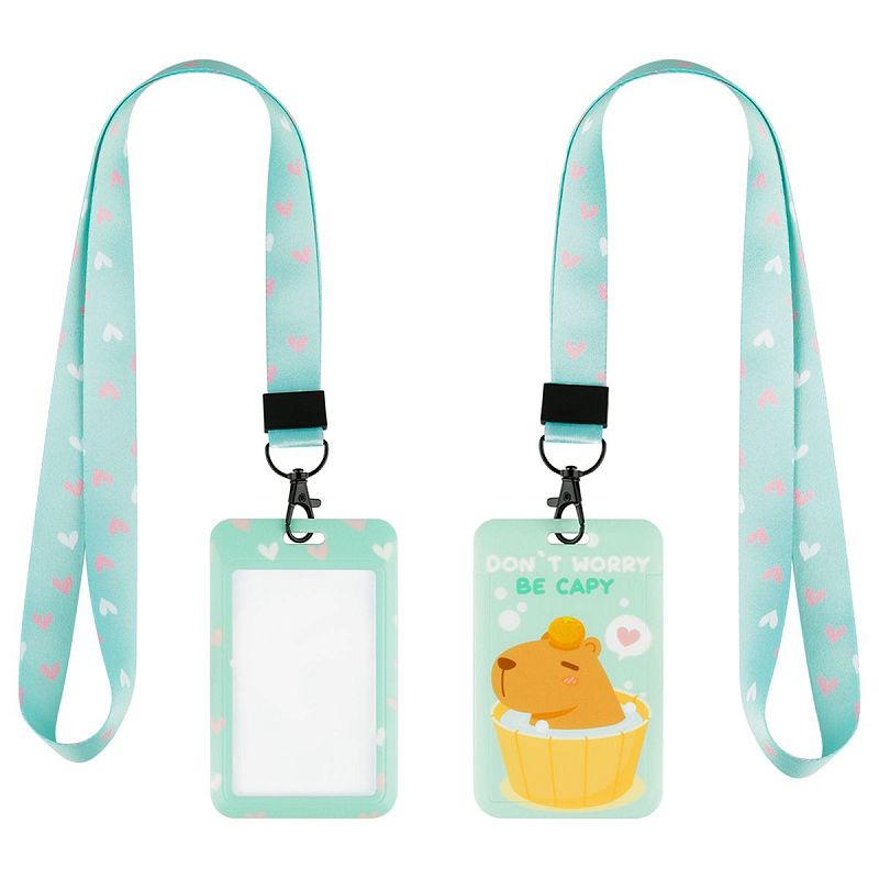 Бейдж вертикальный MESHU "Капибара", 110*70мм, лента с карабином, 2D печать, опп пакет с европодвесом