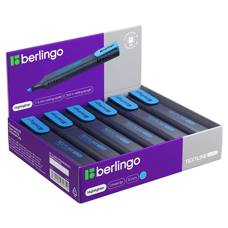 Текстовыделитель Berlingo "Textline HL500" голубой, 1-5мм 