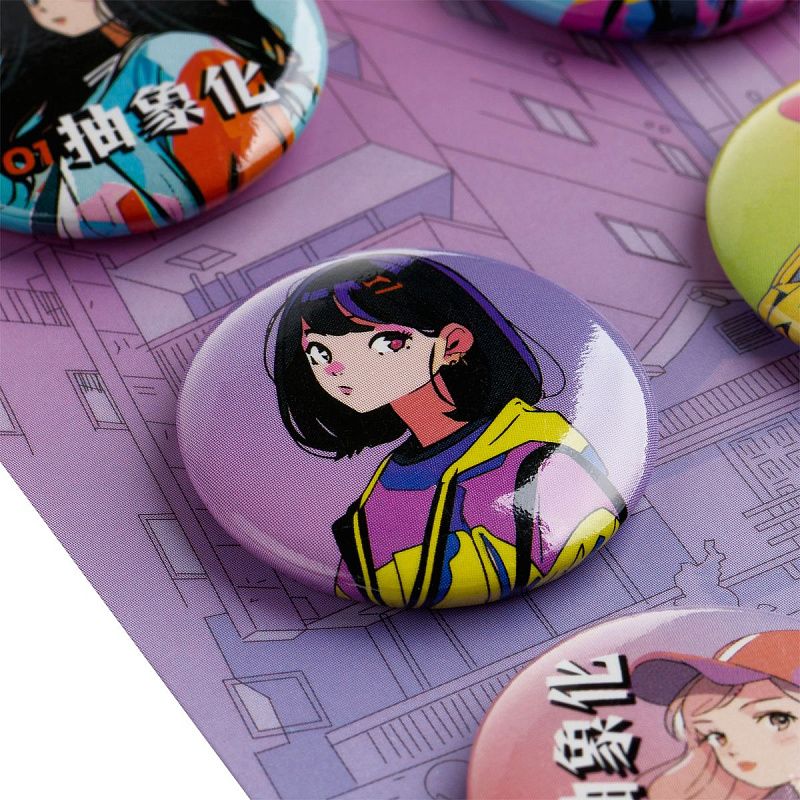 Набор металлических значков MESHU "МК_Anime", закатные, 6шт