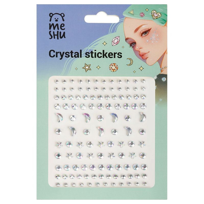 Стразы самоклеящиеся для творчества MESHU "Mother of Pearl" 118 наклеек, инд. уп., европодвес
