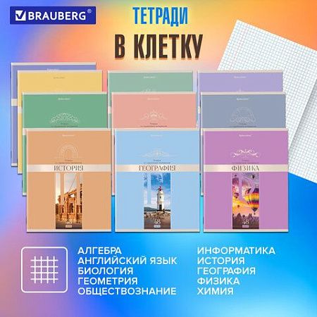 Тетради предметные, КОМПЛЕКТ 12 ПРЕДМЕТОВ, "DELIGHT", 48 л., обложка картон, BRAUBERG, 404606