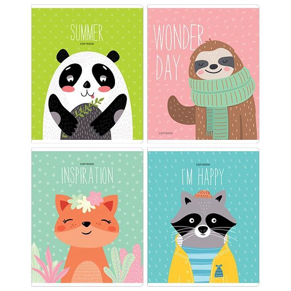 Тетрадь 48л., А5, клетка ArtSpace "Рисунки. Happy animals", выборочный УФ-лак