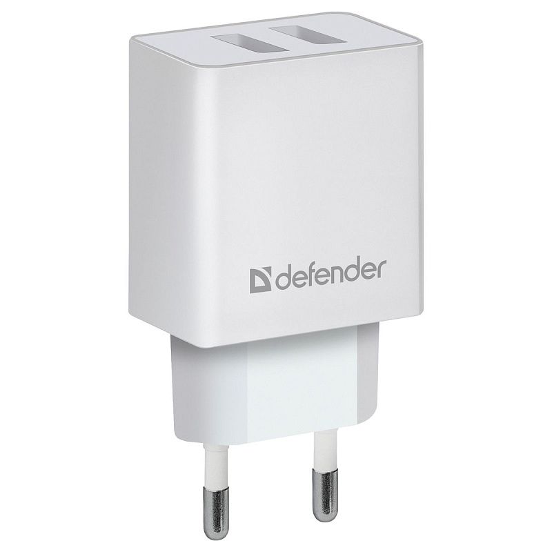 Зарядное устройство сетевое Defender UPA-22 белый, 2xUSB, 2.1А output, черный