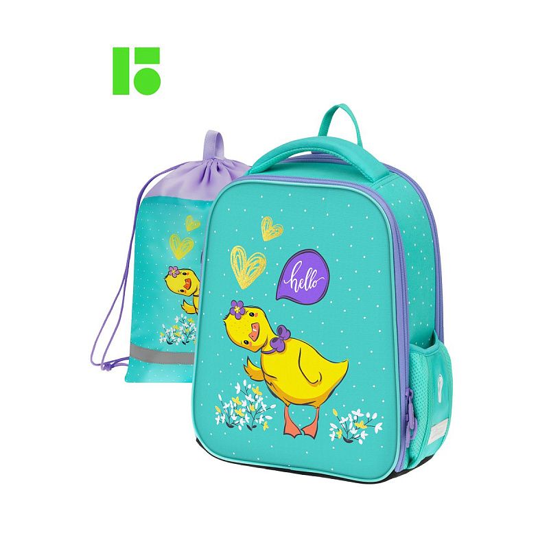 Ранец Berlingo Expert Mini "Hello" 36*27*14см, 2 отделения, 2 кармана, анатомическая спинка, мешок для обуви 