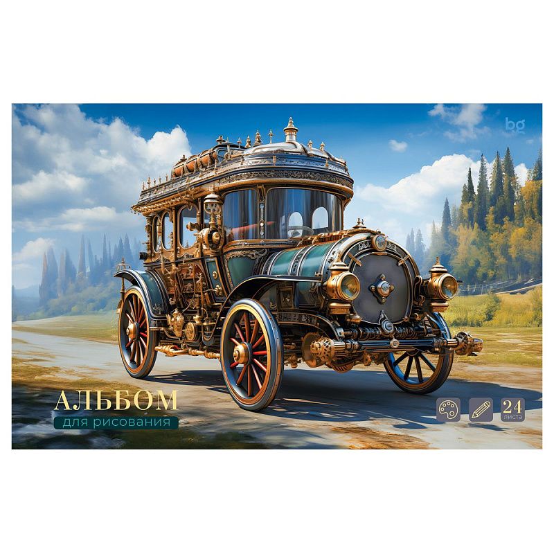 Альбом для рисования 24л., А4, на скрепке BG "Стимпанк"