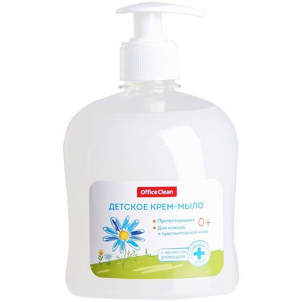 Мыло-крем жидкое OfficeClean "Детское" с ромашкой, антибактериальное, с дозатором, 500мл 
