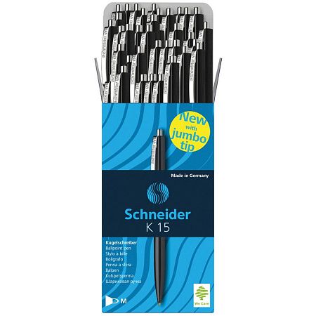 Ручка шариковая автоматическая Schneider "K15" черная, 1,0мм, корпус черный 
