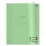 Тетрадь 12л. клетка BG "UniTone. Green", пластиковая прозрачная обложка