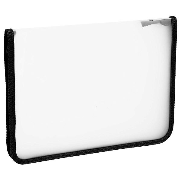 Папка на молнии СТАММ А4, 500мкм, пластик, прозрачная, черная молния вокруг