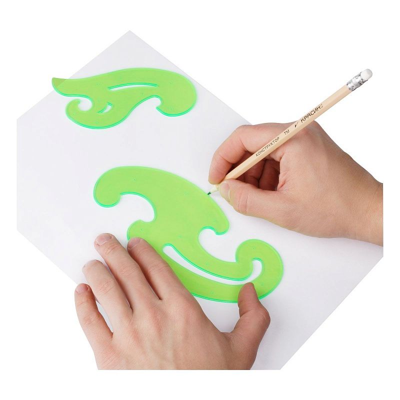 Набор лекал СТАММ, 3шт. (25см, 17см, 12см), пластиковый, прозрачный, неоновые цвета, ассорти, европодвес 