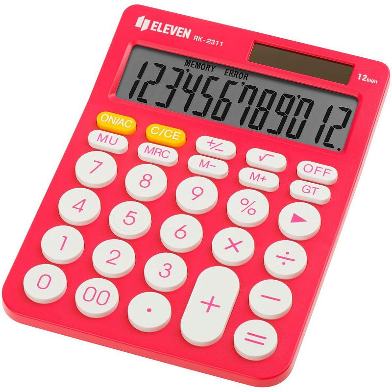 УЦЕНКА - Калькулятор настольный Eleven RK-2311-PK, 12 разрядов, двойное питание, 143*192*26мм, розовый (осн 365640)