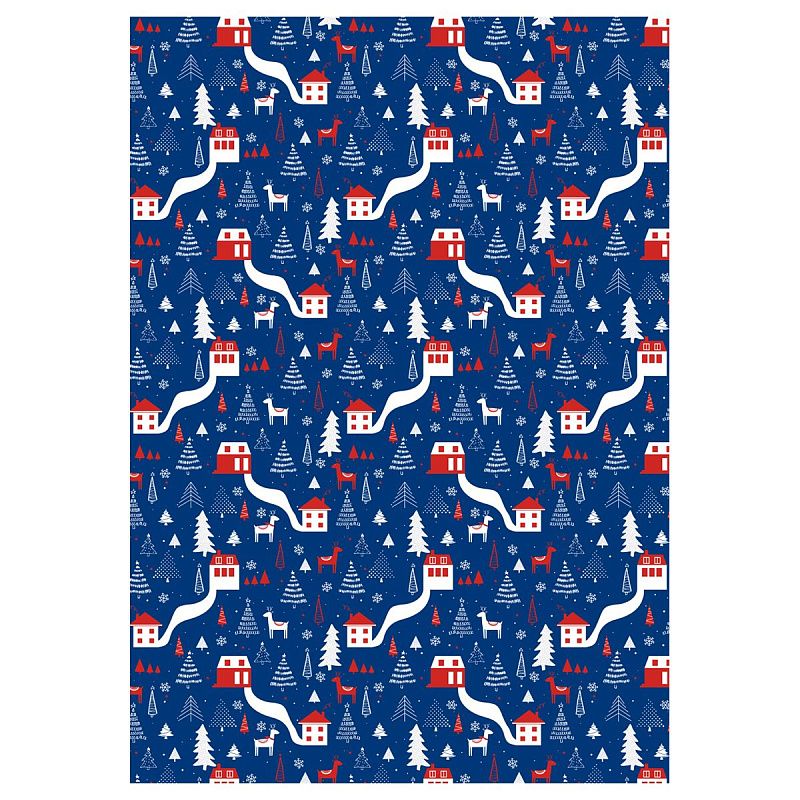 Упаковочная бумага глянц. 70*100см, MESHU "New Year", 80 г/м2, ассорти, 4 дизайна