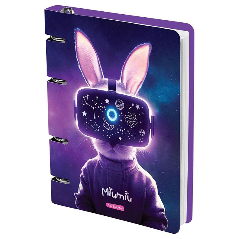 Тетрадь на кольцах А5, 100л., MESHU "Miumiu", картон, матовая ламинация, тиснение фольгой