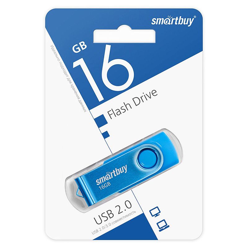 Память Smart Buy "Twist" 16GB, USB 2.0 Flash Drive, синий