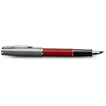 Ручка перьевая Parker "Sonnet Sand Blasted Metal&Red Lacquer" черная, 0,8мм, подарочная упаковка 