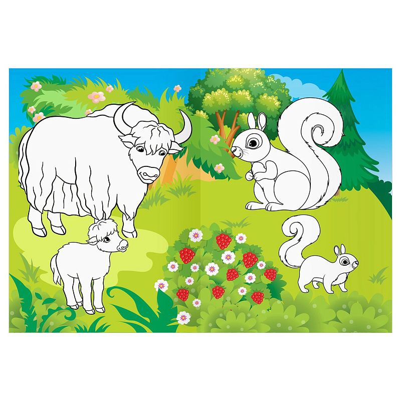 Раскраска А4 ТРИ СОВЫ "Мамы и малыши", 16стр., цветной фон