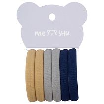 Резинки для волос MESHU "Essence", бежевые, серые, темно-синие, 6шт., европодвес