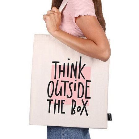 Сумка-шоппер BRAUBERG, канвас, 40х35 см, бежевый, "Think outside the box", 271898 