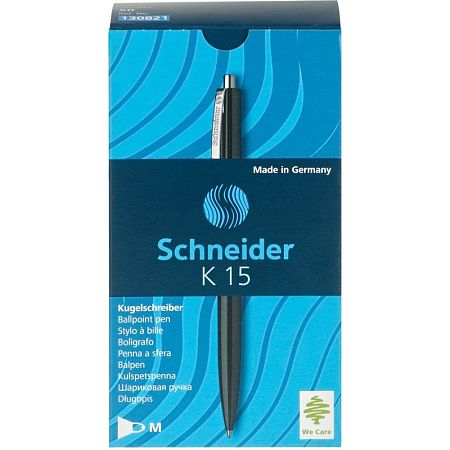 Ручка шариковая автоматическая Schneider "K15" синяя, 1,0мм, корпус черный, ш/к 