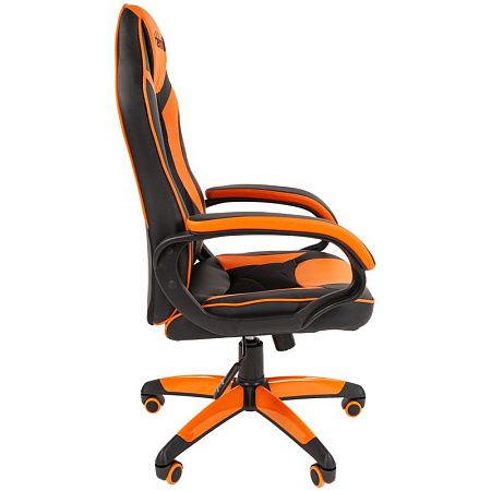 Кресло игровое Helmi HL-S16 "Pilot", экокожа, черная/оранжевая, механизм качания