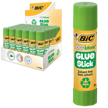 Клей-карандаш BIC "ECOlutions", 8 г, с ароматом яблока, 8923442.