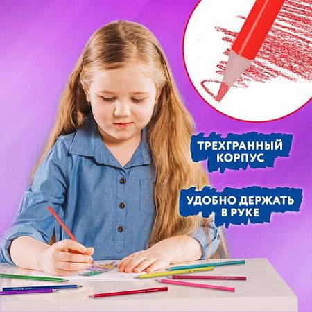 Карандаши цветные BRAUBERG PREMIUM 50 цветов в тубе, трехгранные, мягкий грифель 3,3 мм, 181935