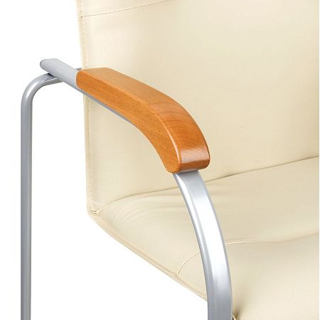 Стул Helmi HL-F03 "Самба", каркас металл алюм., экокожа, бежевый, бук BOX2