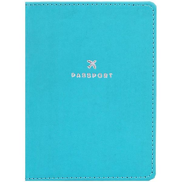 Обложка для паспорта OfficeSpace "Journey", иск. кожа софт-тач, бирюза, тиснение фольгой