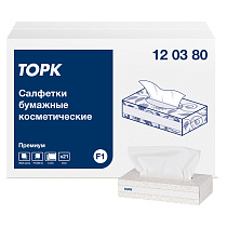 Салфетки бумажные для лица Tork "Premium"(F1), 2-слойные, 20,8*20см, белые, ультрамягкие, 100шт.