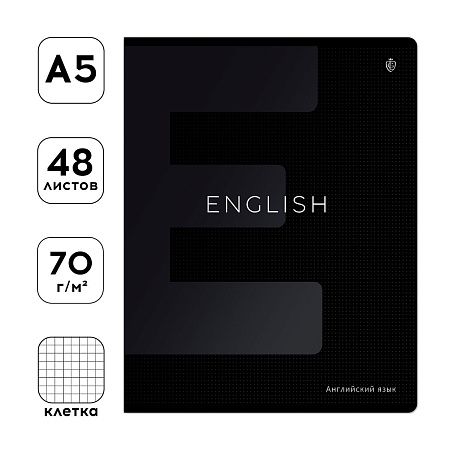 Тетрадь предметная 48л. Greenwich Line "Сolor black" - Английский язык, софт-тач ламинация, выборочный УФ-лак, 70г/м2
