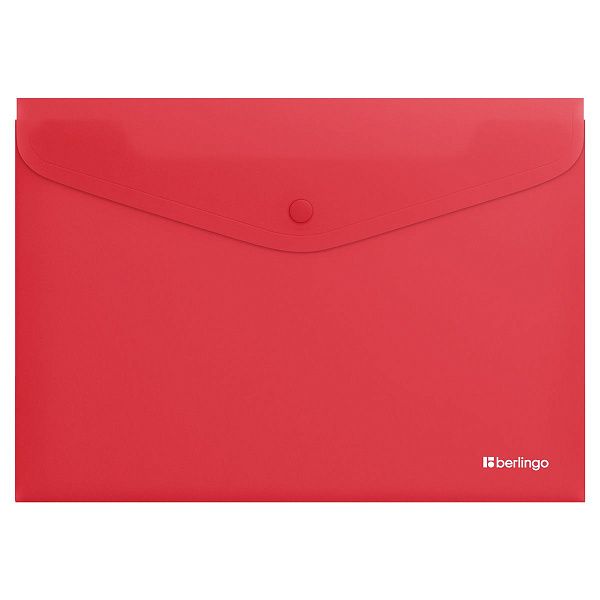 Папка-конверт на кнопке Berlingo "Soft Touch", А4, 200мкм, софт-тач, коралловая