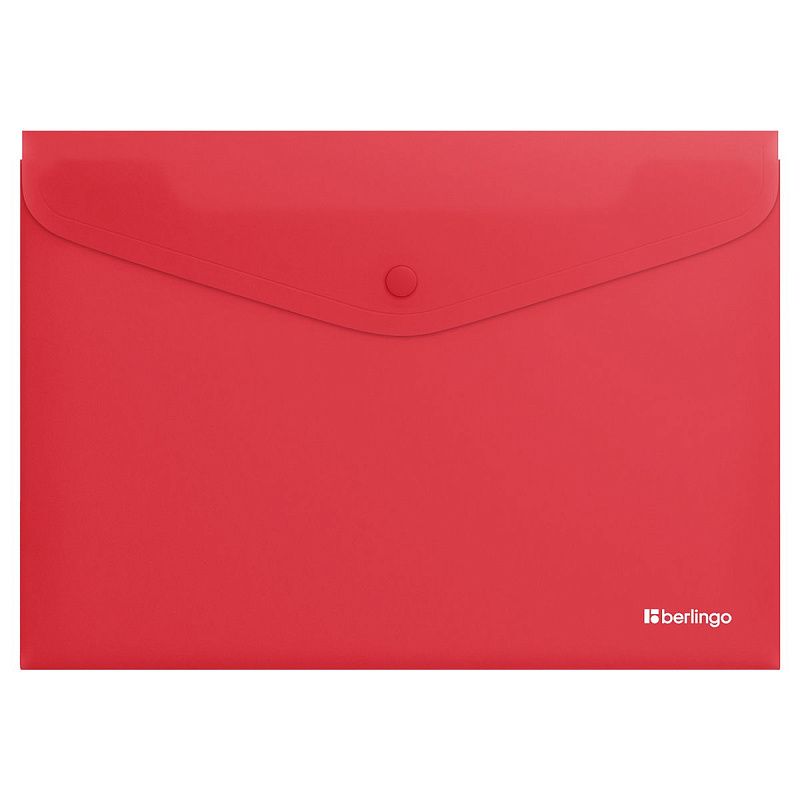 Папка-конверт на кнопке Berlingo "Soft Touch", А4, 200мкм, софт-тач, коралловая