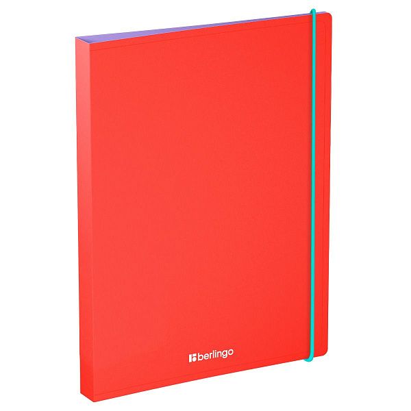 Папка на 4 кольцах Berlingo "Raze" А4, 24мм, 600мкм, D-кольца, с внутр. карманом, красная, софт-тач