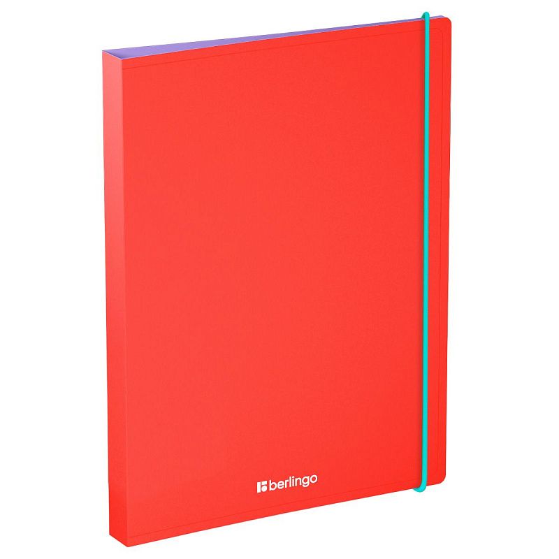 Папка на 4 кольцах Berlingo "Raze" А4, 24мм, 600мкм, D-кольца, с внутр. карманом, красная, софт-тач