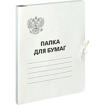 Папка для бумаг с завязками OfficeSpace, Герб России, картон немелованный, 300г/м2, белый, до 200л.