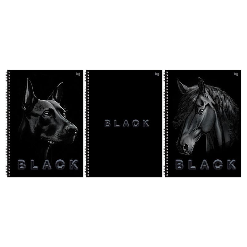 Тетрадь 80л., А4, клетка, на гребне BG "Just black", soft-touch ламинация, выб. лак