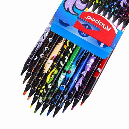 Карандаши цветные MAPED "COLOR PEP'S Black Monster", набор 12 цветов, пластиковый корпус, 862612