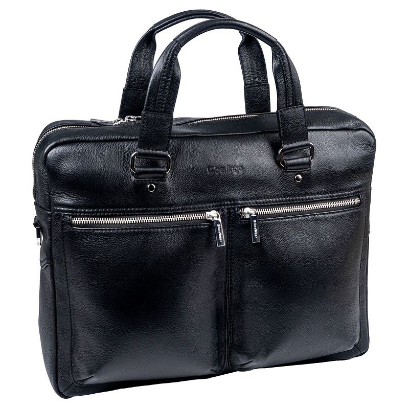 Сумка деловая Berlingo "Business Style" натуральная кожа, черный, 1 отделение, молния