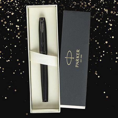 Ручка перьевая PARKER "IM Achromatic Black BT", ежедневник А5 черный, пакет, 880901 