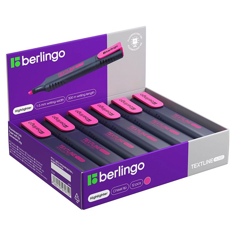 Текстовыделитель Berlingo "Textline HL500" розовый, 1-5мм 