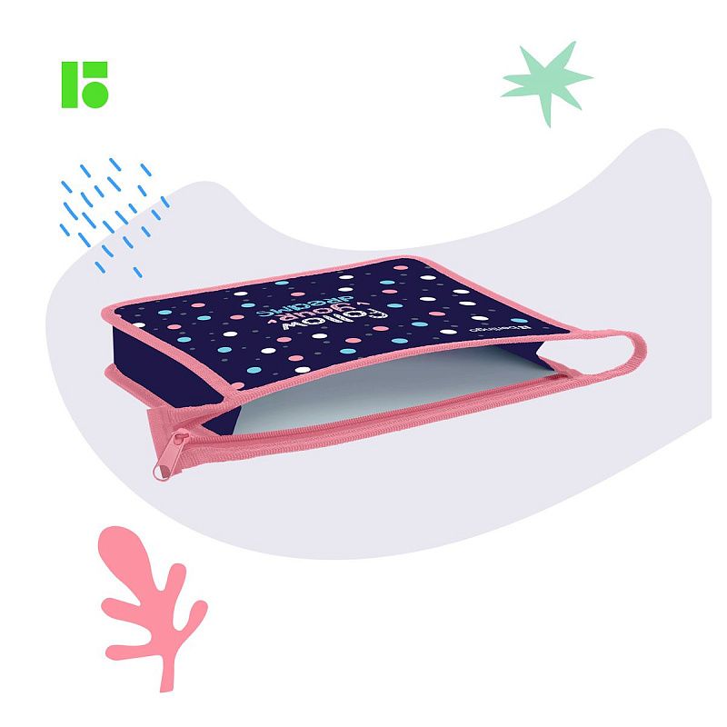 Папка для тетрадей 1 отделение, А5 Berlingo "Colored dots", 240*205*40мм, пластик, на молнии 