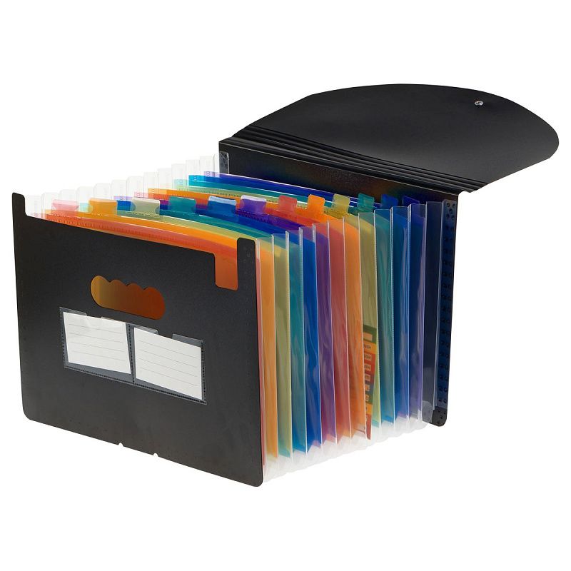 Папка-органайзер для хранения документов СТАММ А4, 13 отделений,  черный 