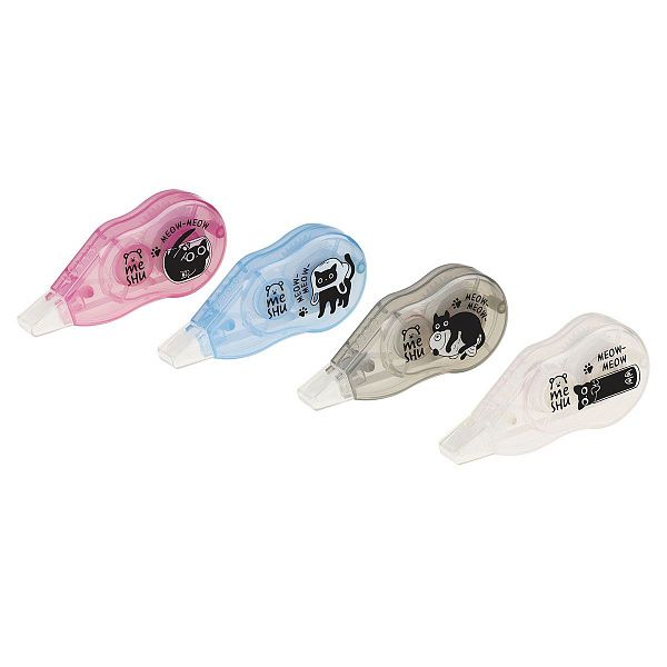 Корректирующая лента MESHU "Meowsy", 5мм*3м, блистер, европодвес, ассорти